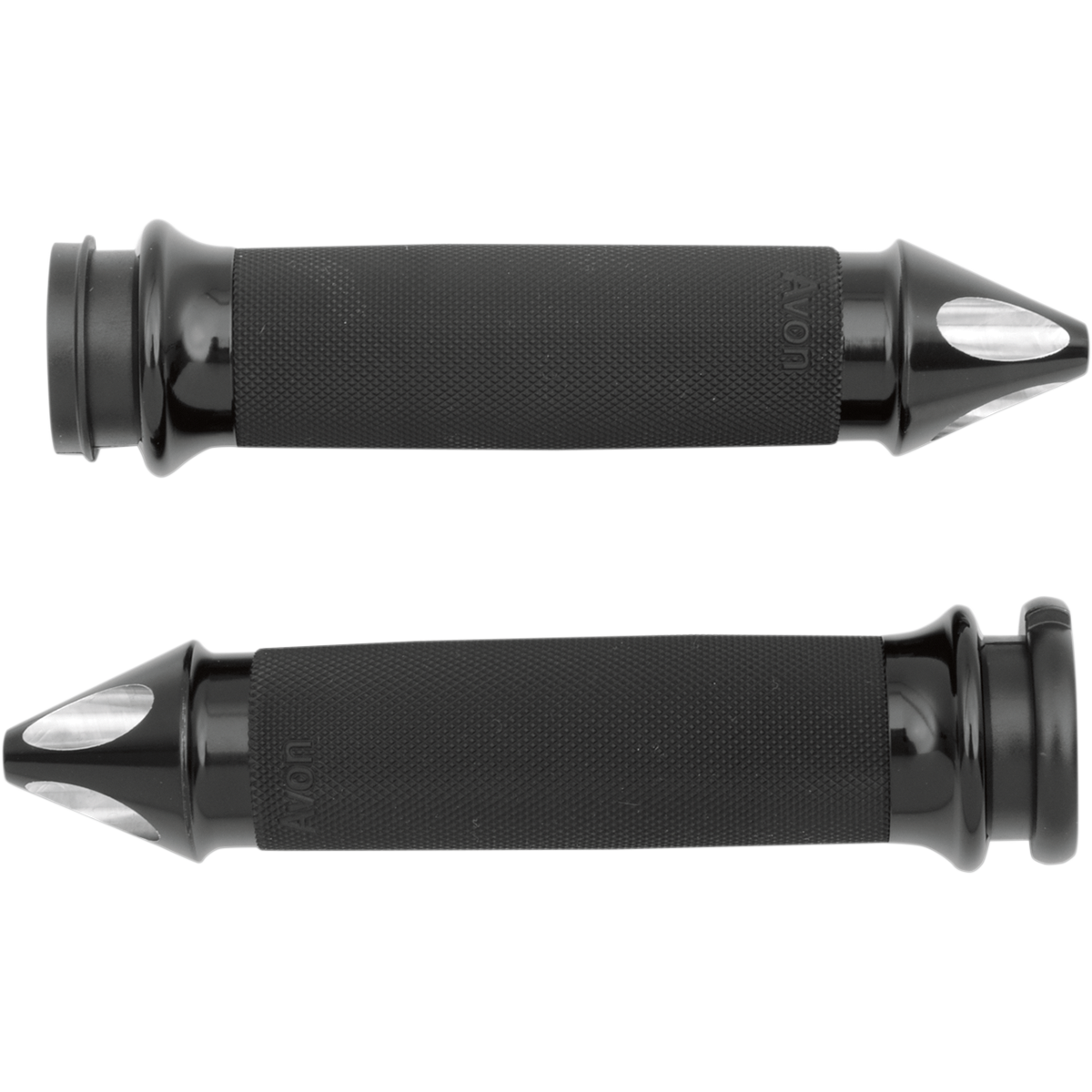AVON GRIPS - Custom Spike End Grips - Black Anodized '08-'23 - Grips - MetalCore Harley Supply