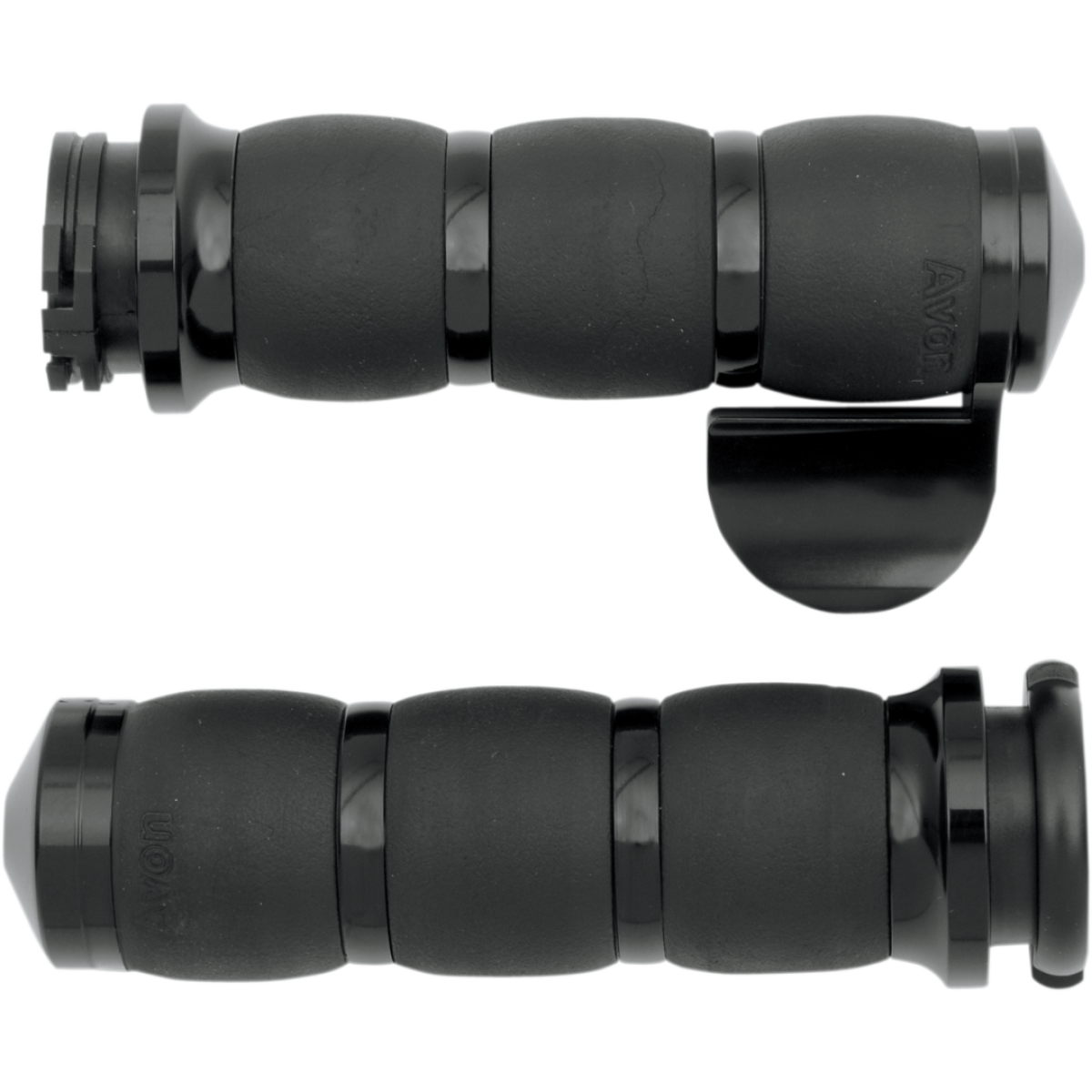 AVON GRIPS - Avon Velvet Air Grips - 3-Ring w/ Throttle Boss Black Anodized '82-'99 - Grips - MetalCore Harley Supply