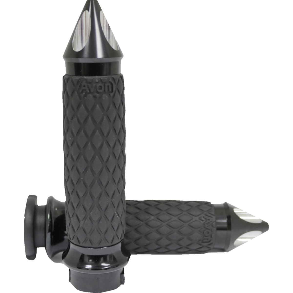 AVON GRIPS - Diamond Contour Spike Grips - Black Anodized '82-'17 - Grips - MetalCore Harley Supply
