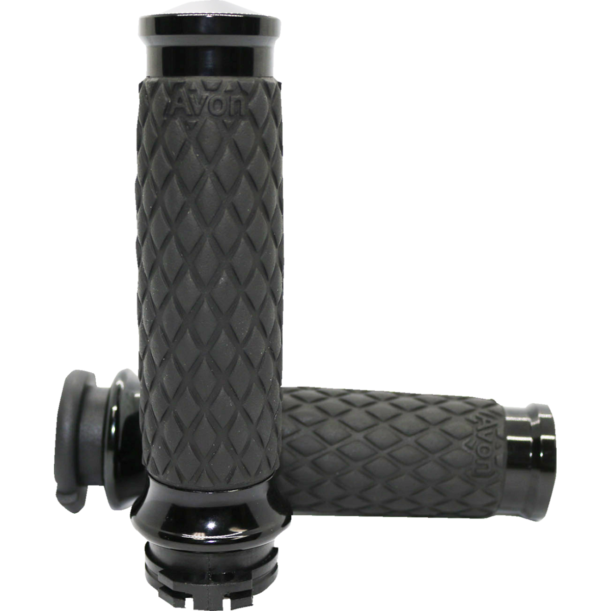 AVON GRIPS - Diamond Contour Grips - Black Anodized '82-'17 - Grips - MetalCore Harley Supply