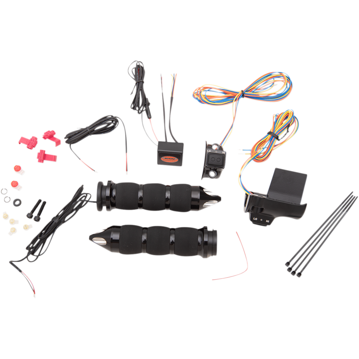 AVON GRIPS - Avon Heated Grips - Air Cushion Spike Black Anodized '15-'25 - Grips - MetalCore Harley Supply