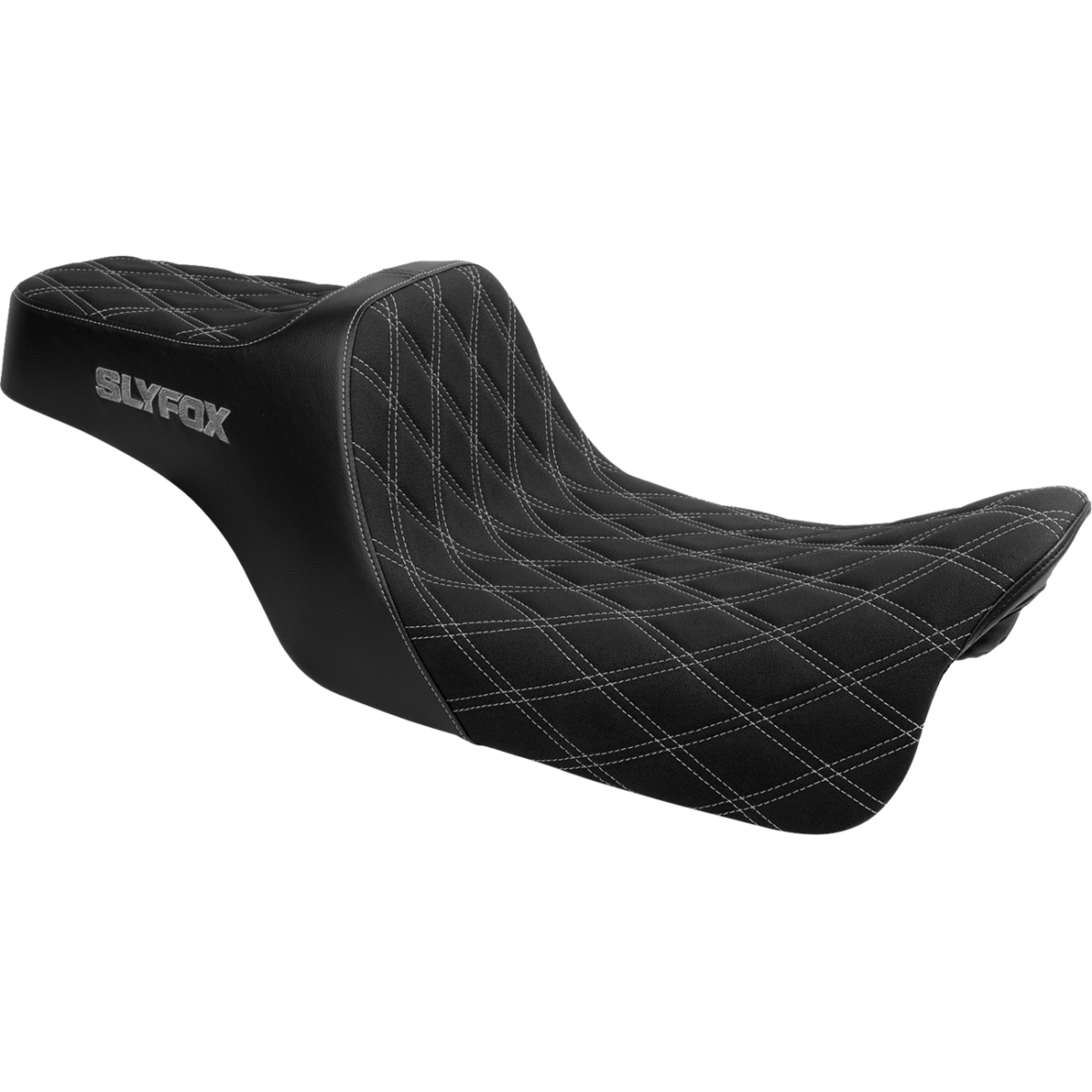 SLYFOX - High Noon 2-Up Seat - Gray Logo Diamond '24-'25 - Seats - MetalCore Harley Supply
