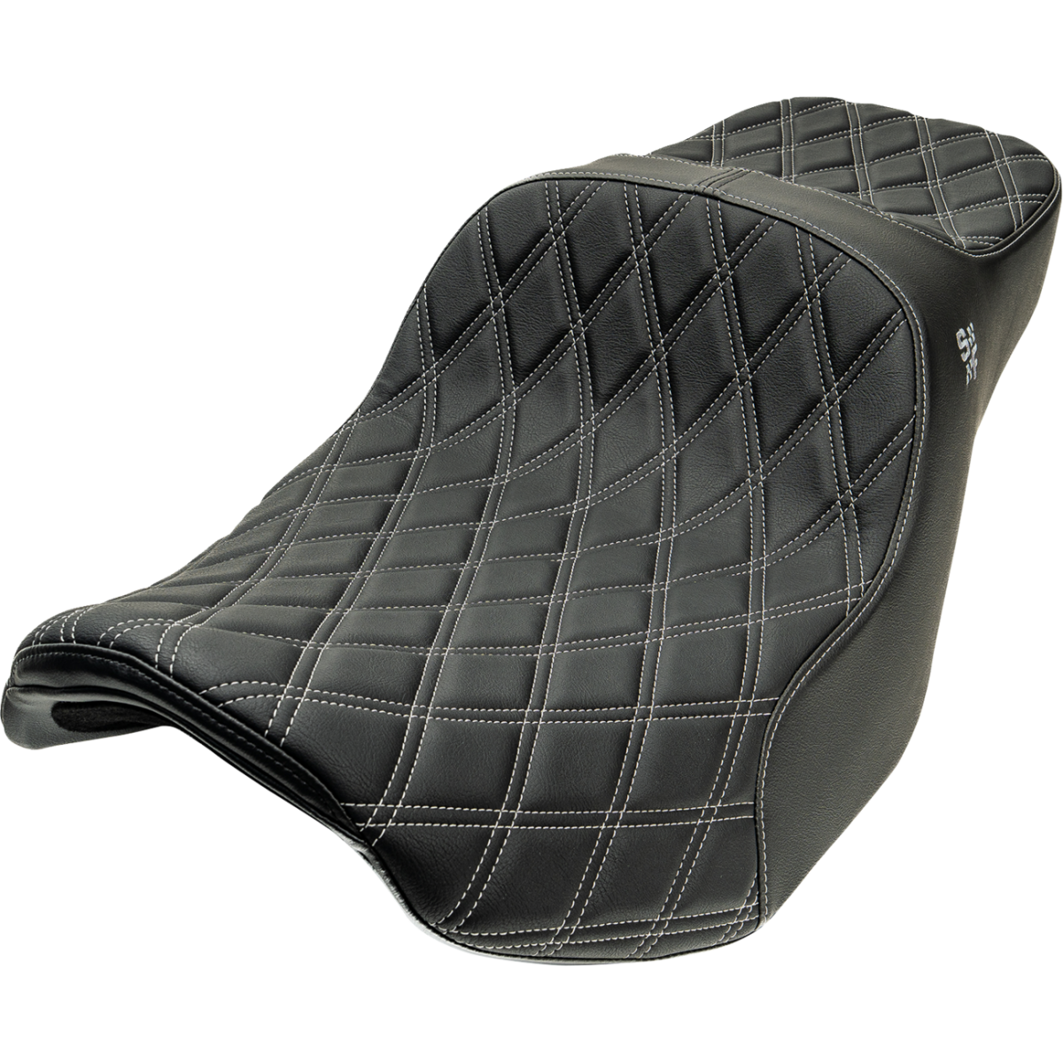 SLYFOX - Chariot 2-Up Seat - Silver Diamond '09-'25 - Seats - MetalCore Harley Supply