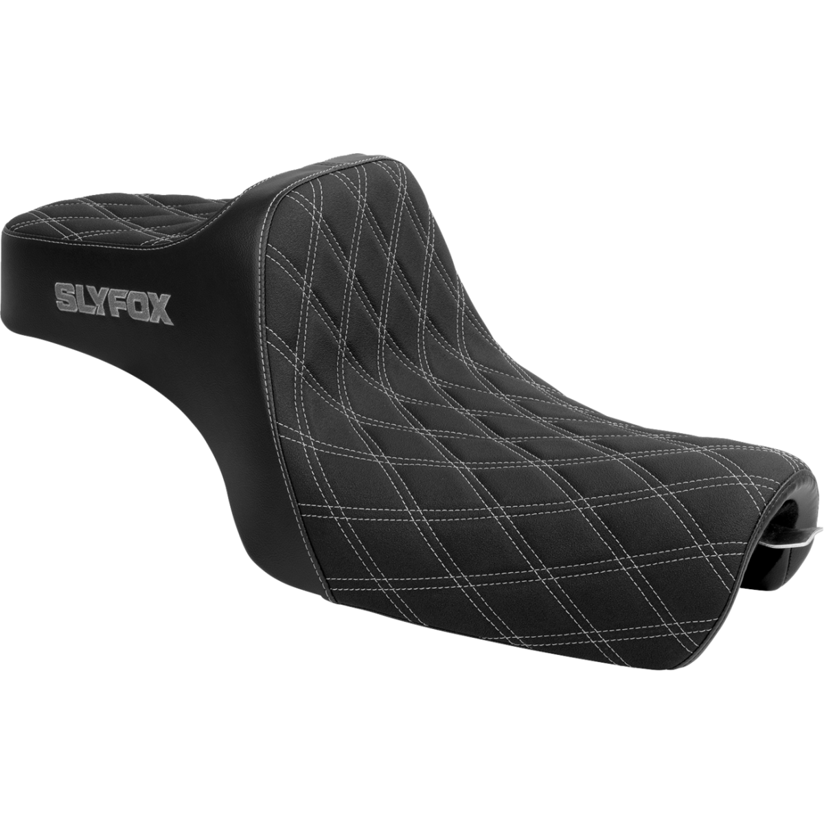 SLYFOX - High Noon 2-Up Seat - Gray Logo Diamond '04-'22 - Seats - MetalCore Harley Supply