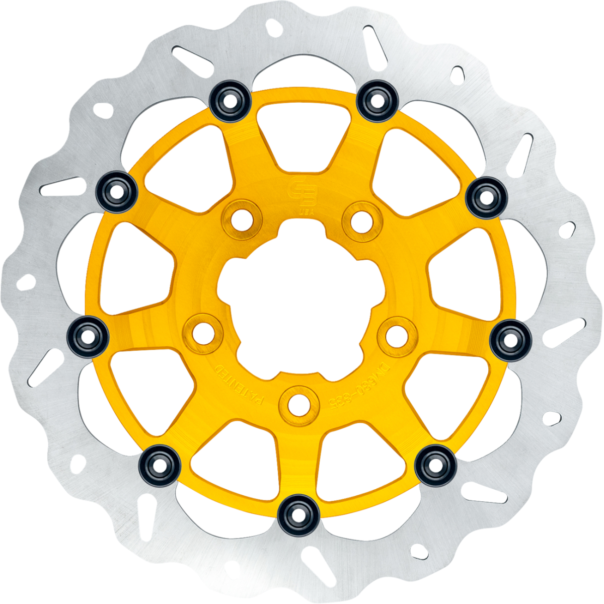 GBRAKES Oversize Wave Front Brake Rotor 13in - Gold Narrow band, radial mount - MetalCore Harley Supply