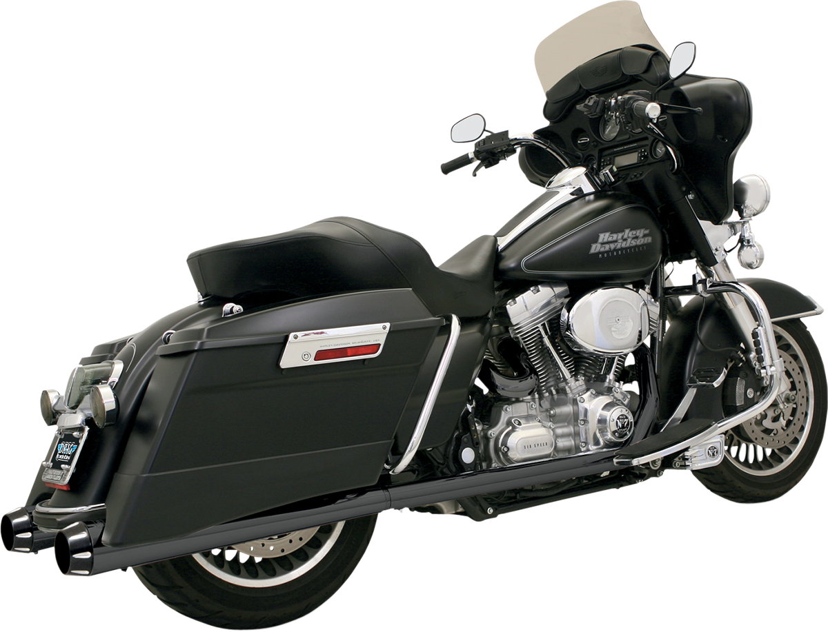 Megaphone Slip-On Mufflers - Black/Black - Fluted - Performance Baffle
