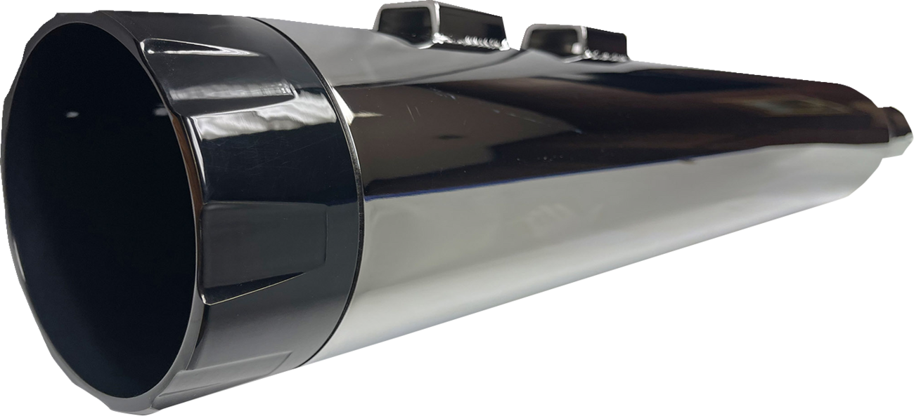 4-1/2" Straight Can Slip-On Mufflers - Chrome with Black End Cap