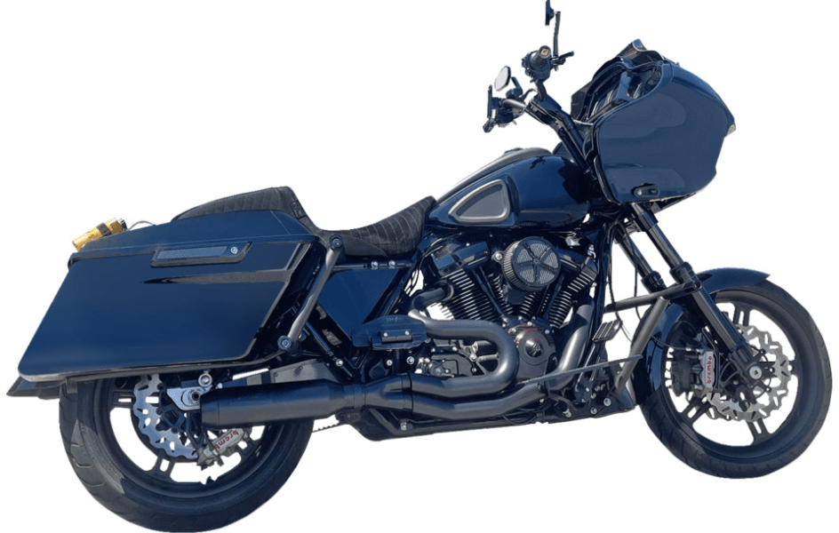 BASSANI EXHAUST - 2 - into - 1 Mid - Length Black Super Bike Exhaust System / M8 Touring - Exhaust - 2 into 1 - MetalCore Harley Supply