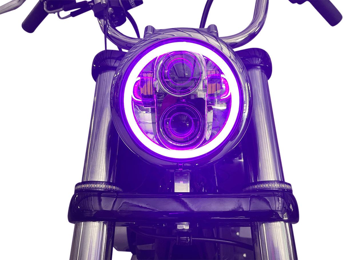 CUSTOM DYNAMICS - ProGLOWâ„¢ LED Headlamps with Color Changing Halo / 7" & 5 3/4" - Headlights - MetalCore Harley Supply