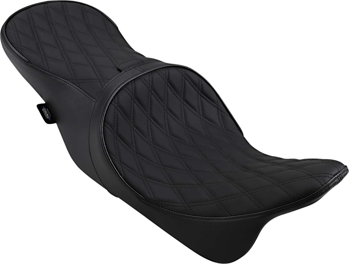 DRAG SPECIALTIES-Forward Positioned 2-Up Low Profile Touring Leather Seat - MetalCore Harley Supply