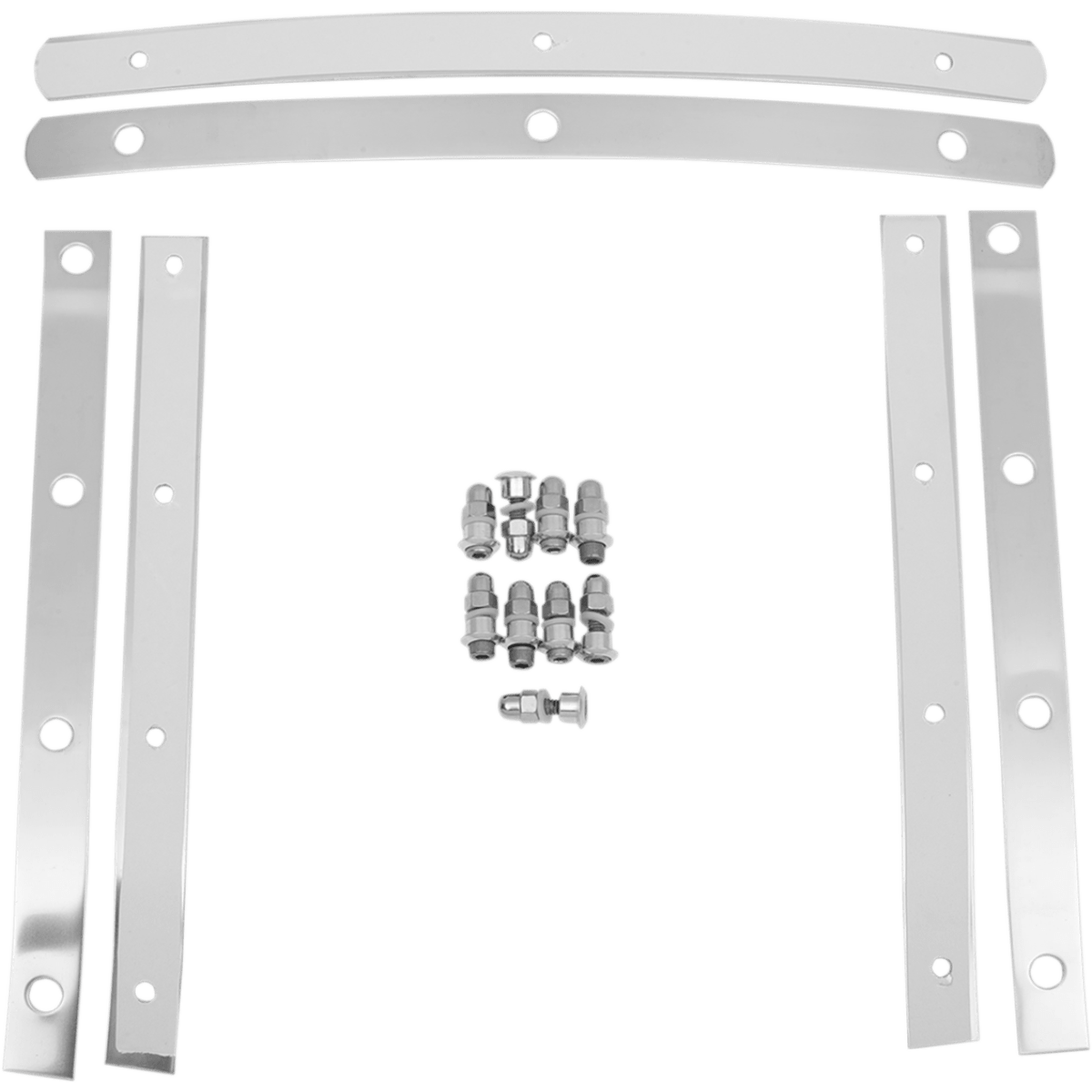 MEMPHIS SHADES - Fats and Slim Windshield Straps - Slim, 9 bolts - Polished stainless - MetalCore Harley Supply