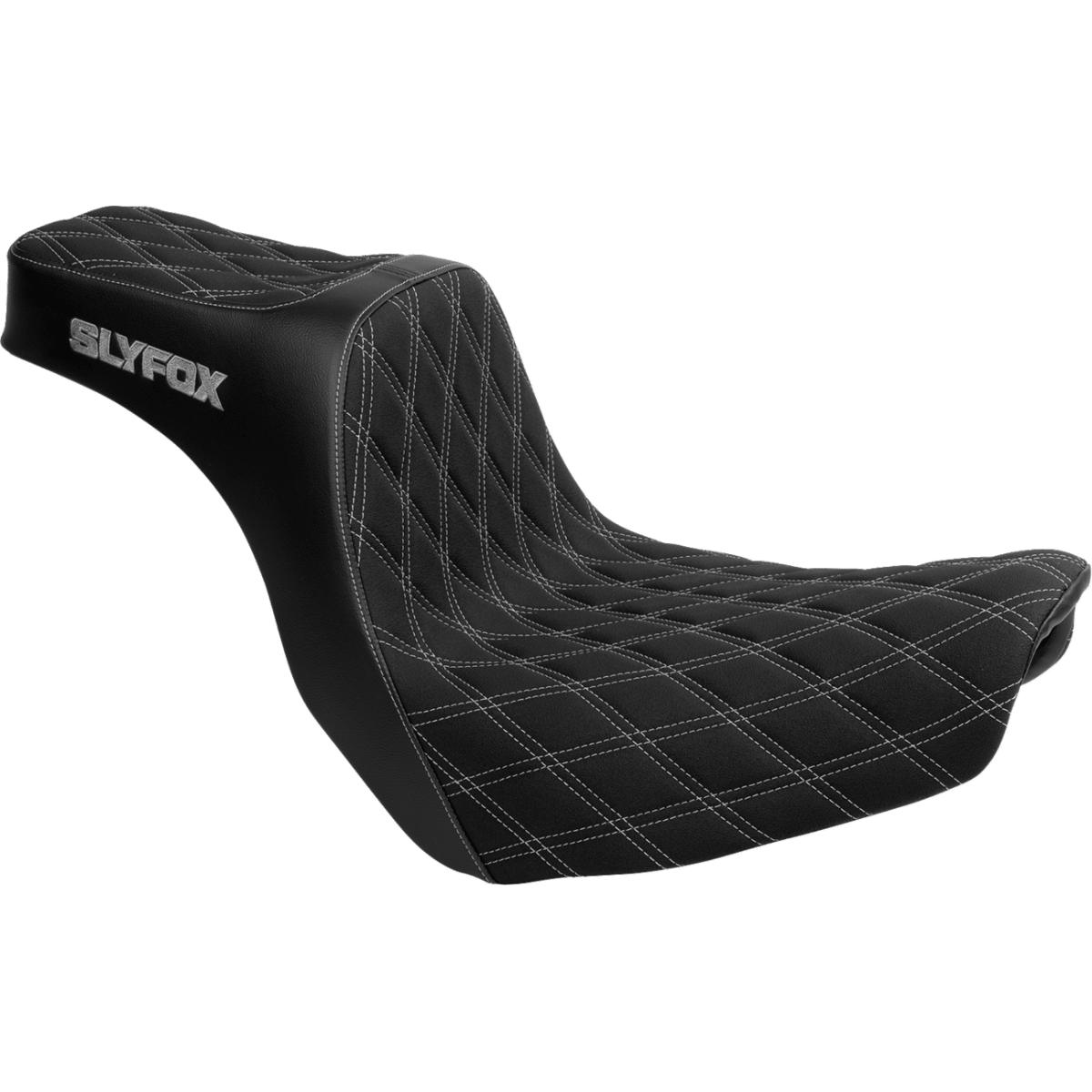 SLYFOX - High Noon 2-Up Seat - Gray Logo Diamond '18-'25 - Seats - MetalCore Harley Supply
