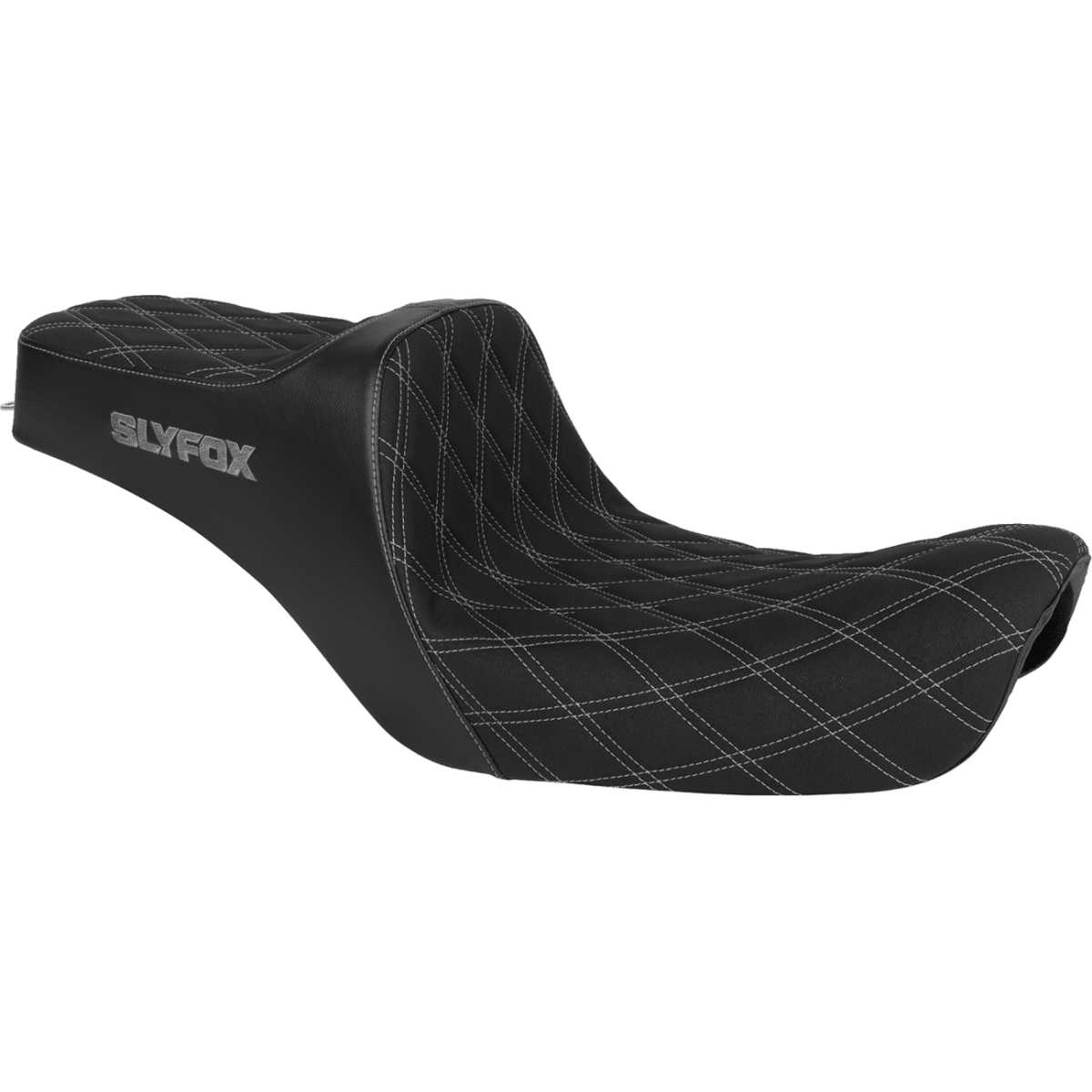 SLYFOX - High Noon 2-Up Seat - Gray Logo Diamond '99-'03 - Seats - MetalCore Harley Supply