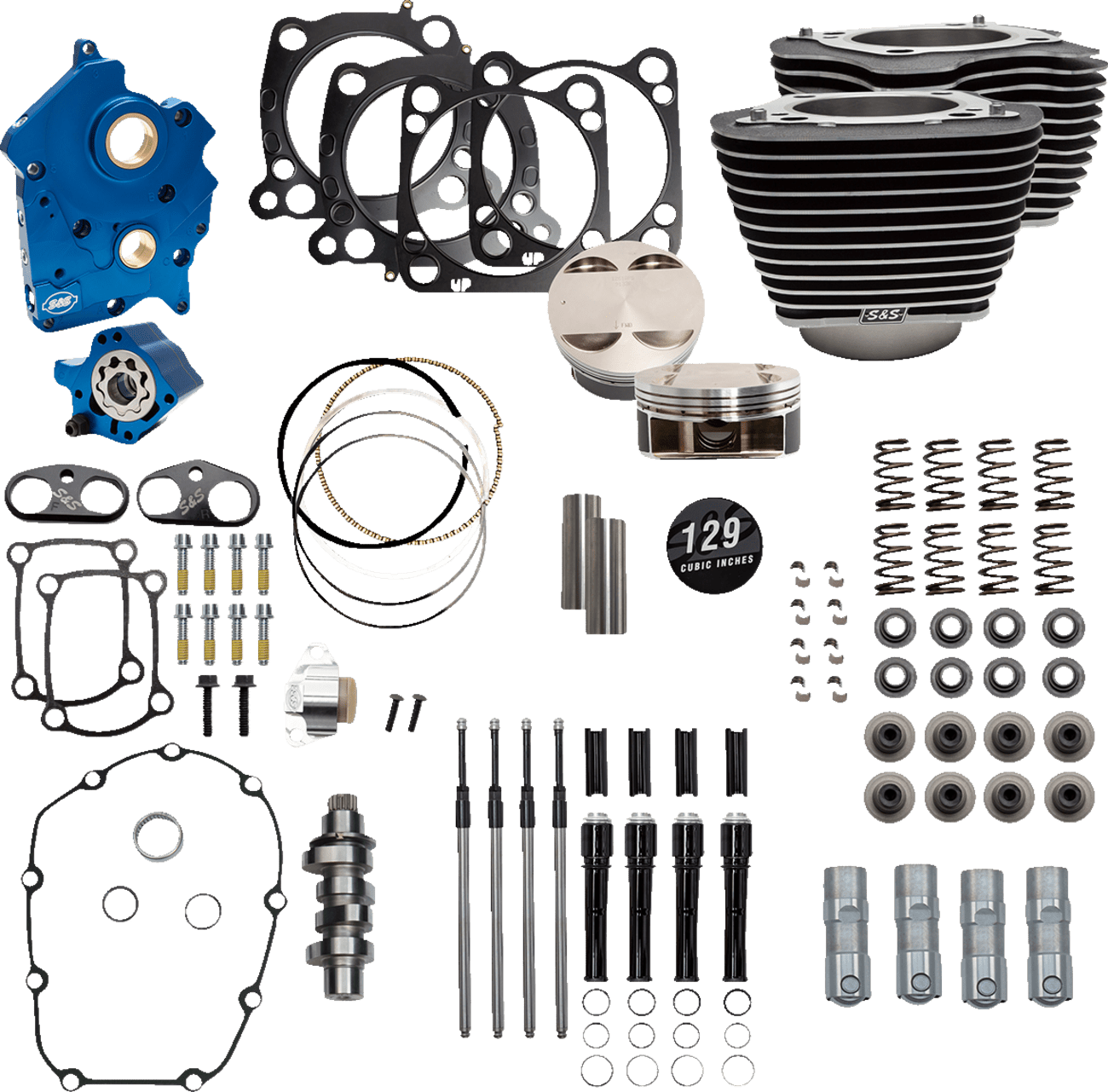 S&S CYCLES-129" Power Package Engine Performance Kits / '17-'23 107" M8 Oil Cooled Motors-Big Bore Kit-MetalCore Harley Supply
