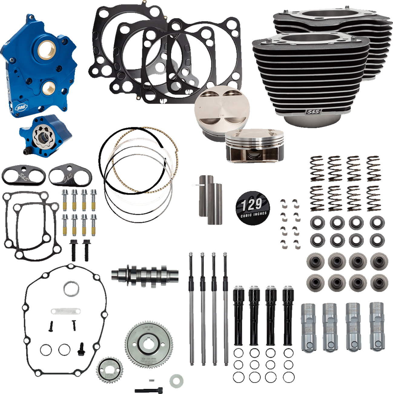 S&S CYCLES-129" Power Package Engine Performance Kits / '17-'23 107" M8 Oil Cooled Motors-Big Bore Kit-MetalCore Harley Supply