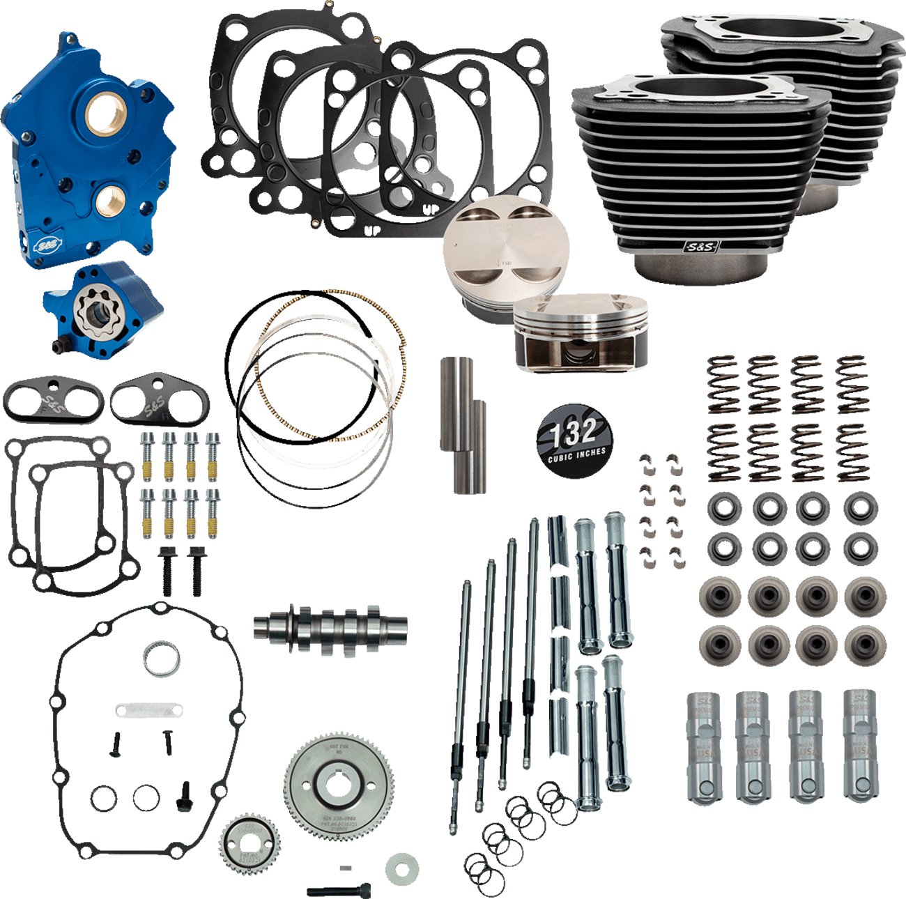 S&S CYCLES-132" Power Package Engine Performance Kits / '17-'23 114"-117" M8 Motors-Big Bore Kit-MetalCore Harley Supply