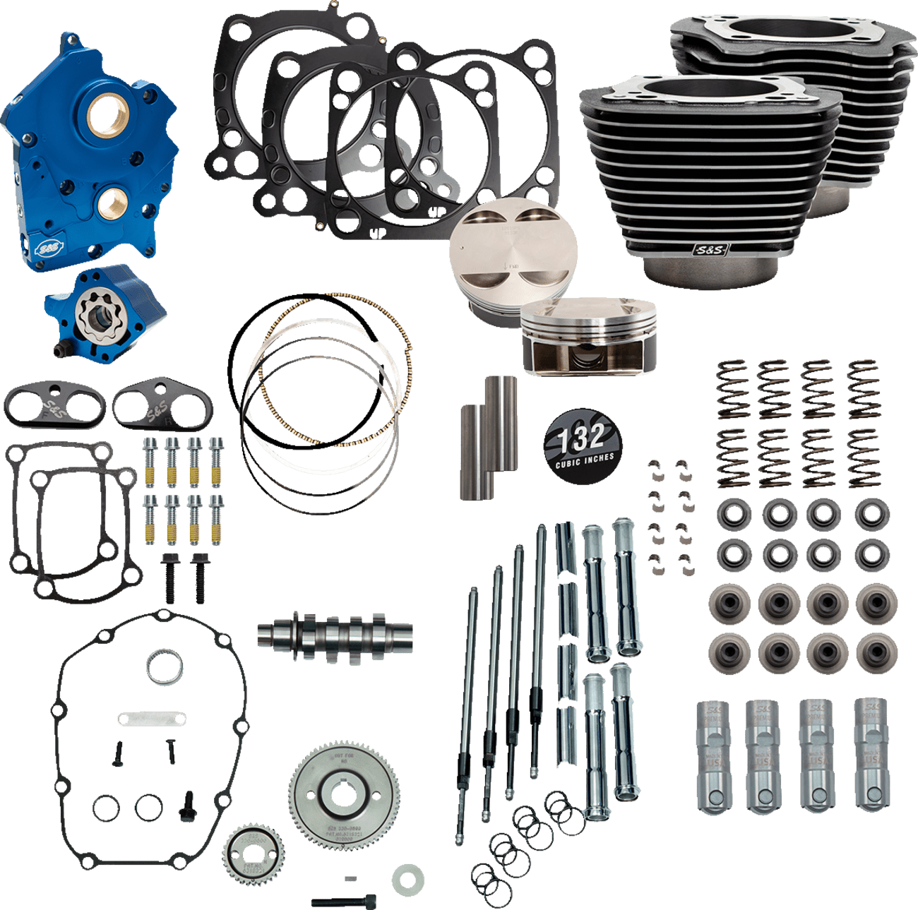 S&S CYCLES-132" Power Package Engine Performance Kits / '17-'23 114"-117" M8 Motors-Big Bore Kit-MetalCore Harley Supply