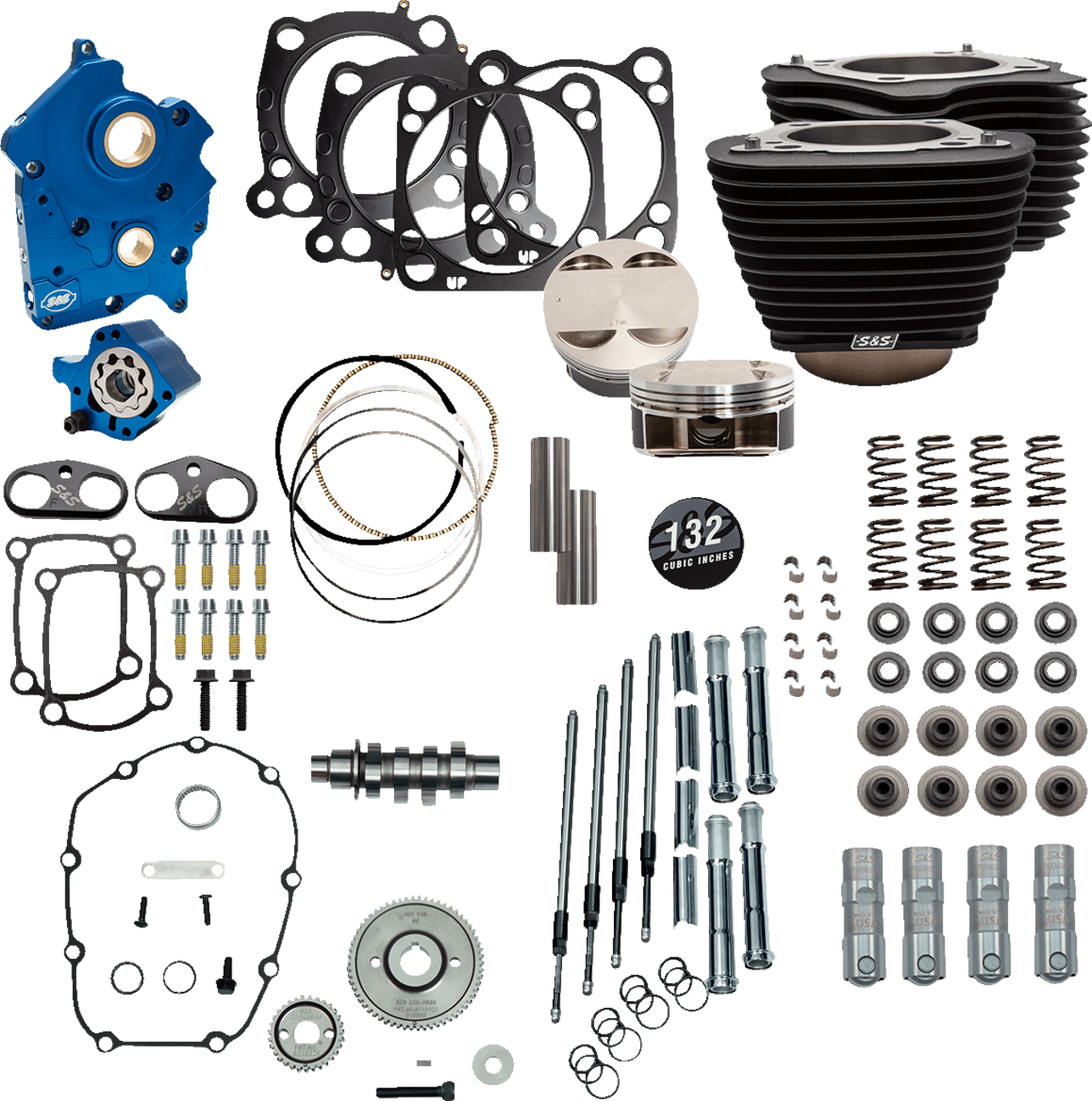 S&S CYCLES-132" Power Package Engine Performance Kits / '17-'23 114"-117" M8 Motors-Big Bore Kit-MetalCore Harley Supply