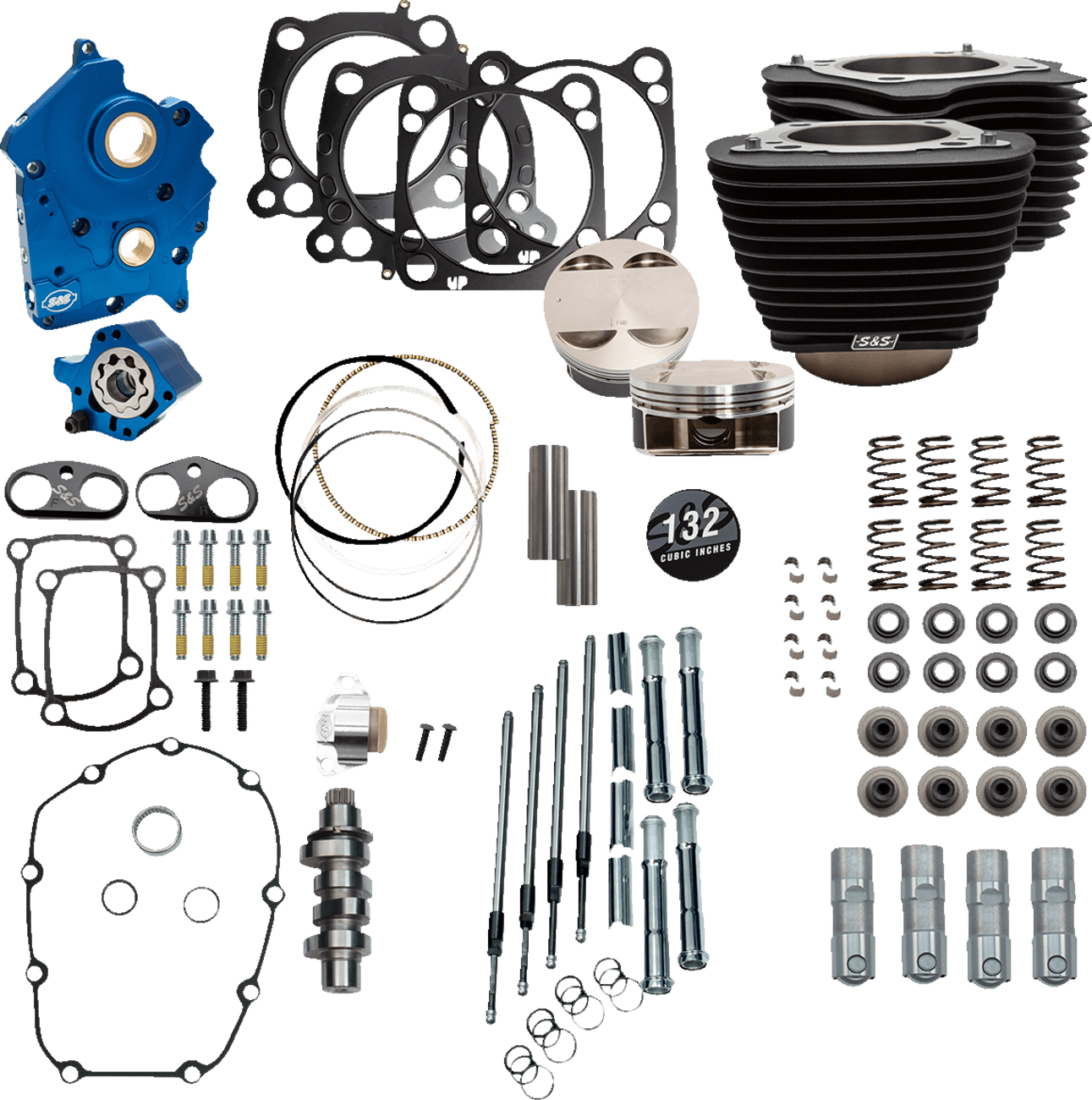 S&S CYCLES-132" Power Package Engine Performance Kits / '17-'23 114"-117" M8 Motors-Big Bore Kit-MetalCore Harley Supply