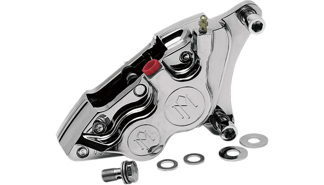 PERFORMANCE MACHINE-4 Piston Chrome Calipers / '84-'99 39mm Forks-Caliper-MetalCore Harley Supply