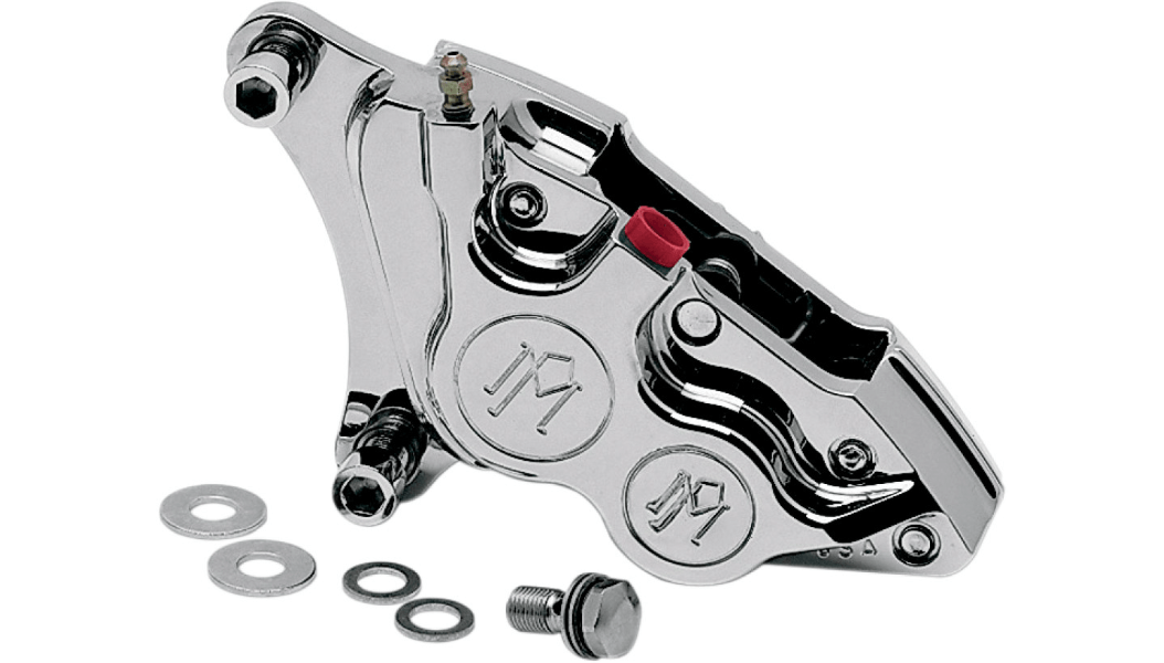 PERFORMANCE MACHINE-4 Piston Chrome Calipers / '84-'99 39mm Forks-Caliper-MetalCore Harley Supply