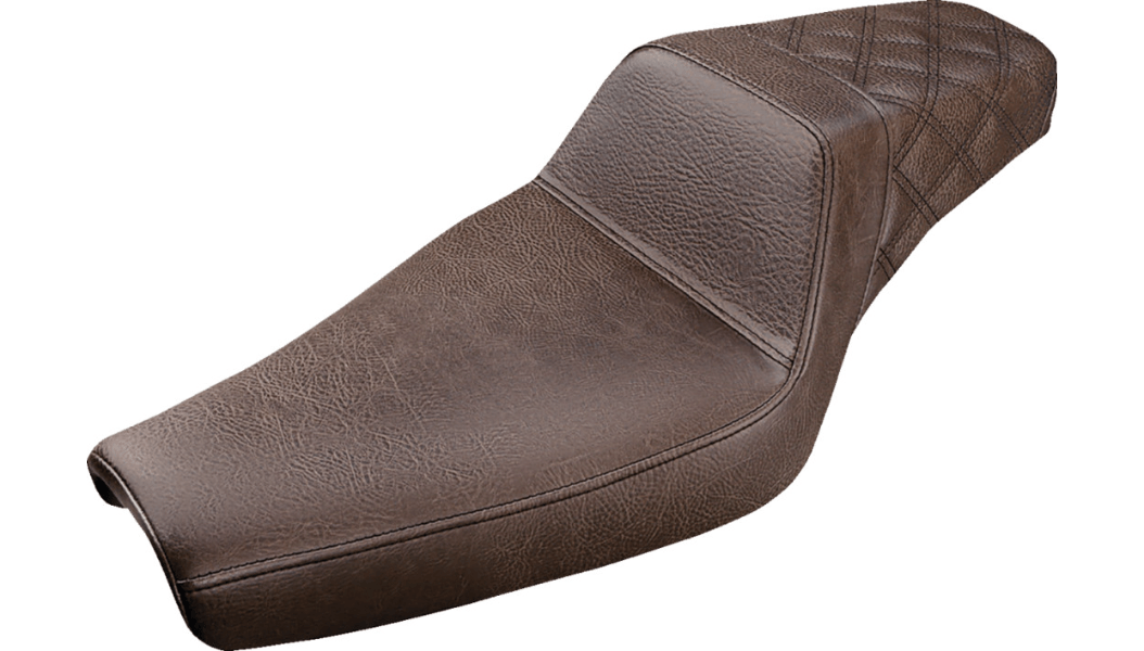 SADDLEMEN-Brown Rear Lattice Stitched Step-Up / '04-'20 Sportster-Seats-MetalCore Harley Supply