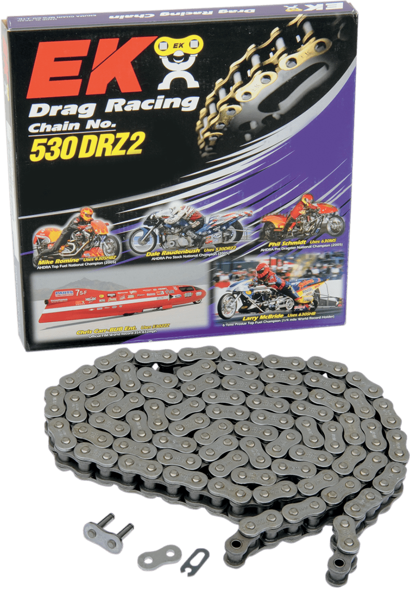 EK CHAINS-530 DRZ2 Chrome Chains-Chains-MetalCore Harley Supply