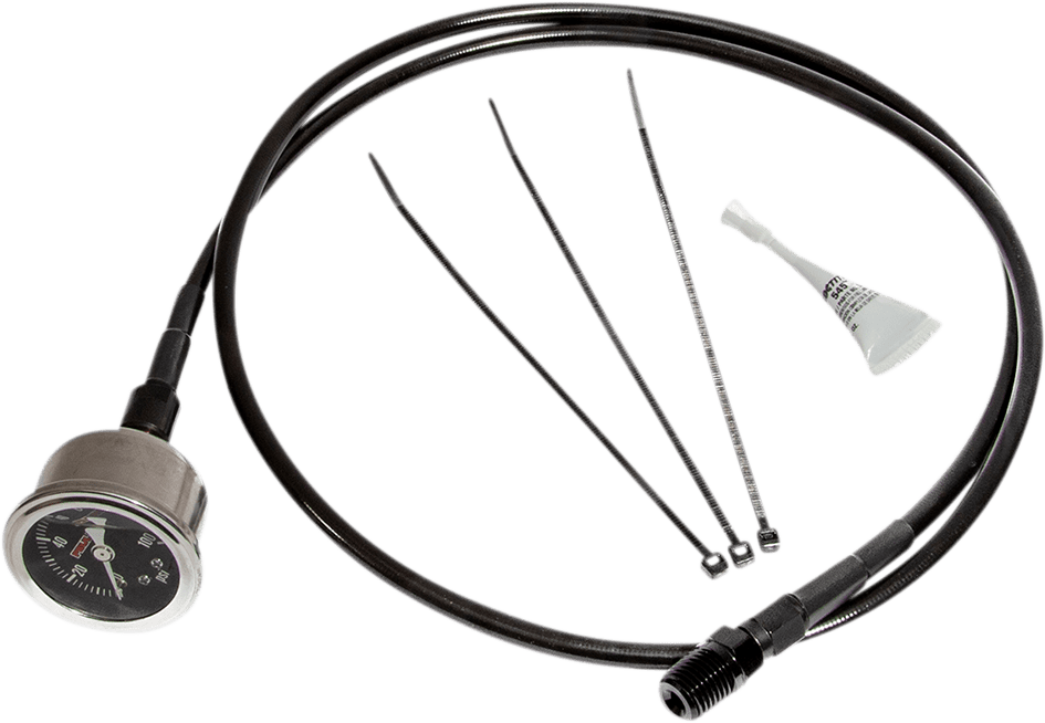 FEULING-Remote Oil PSI Gauge Kit - Black Oil Line / M8 Motors-Oil Pressure Gauge-MetalCore Harley Supply