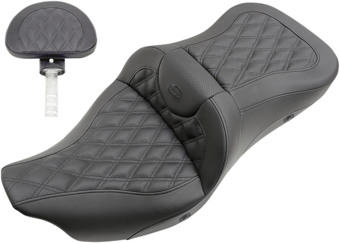 SADDLEMEN-Heated Road Sofa Lattice Stitched Seats / '97-'22 Bagger-Seats-MetalCore Harley Supply