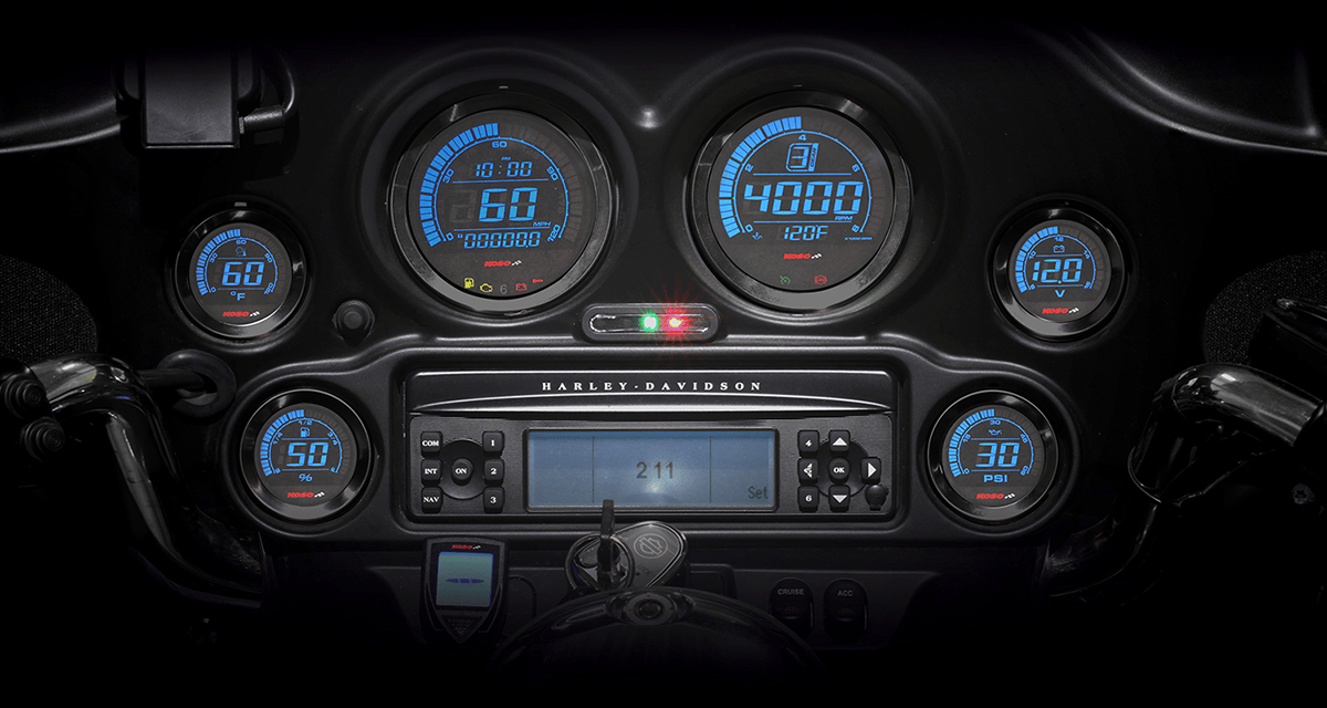 KOSO-Six-Piece Gauge Kit / '04-'13 Bagger-Gauges-MetalCore Harley Supply
