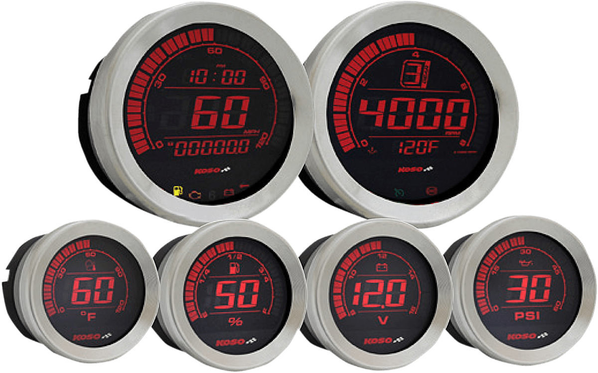 KOSO-Six-Piece Gauge Kit / '04-'13 Bagger-Gauges-MetalCore Harley Supply