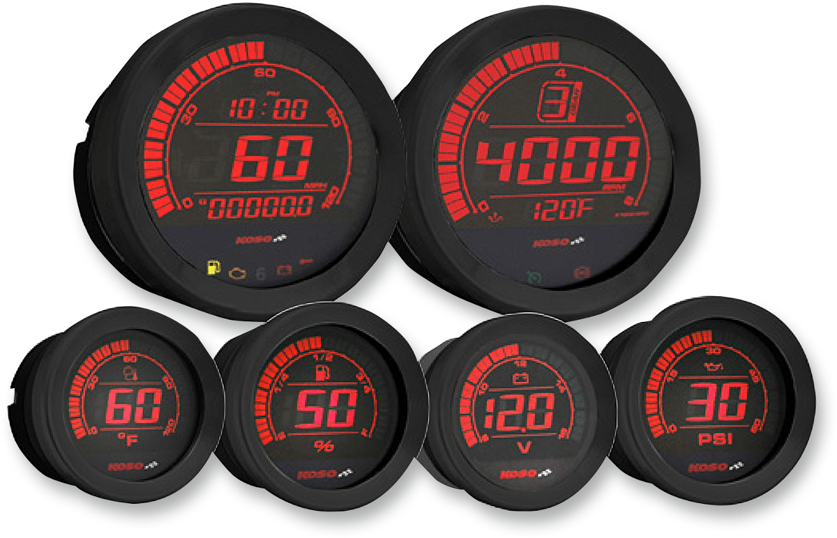 KOSO-Six-Piece Gauge Kit / '04-'13 Bagger-Gauges-MetalCore Harley Supply