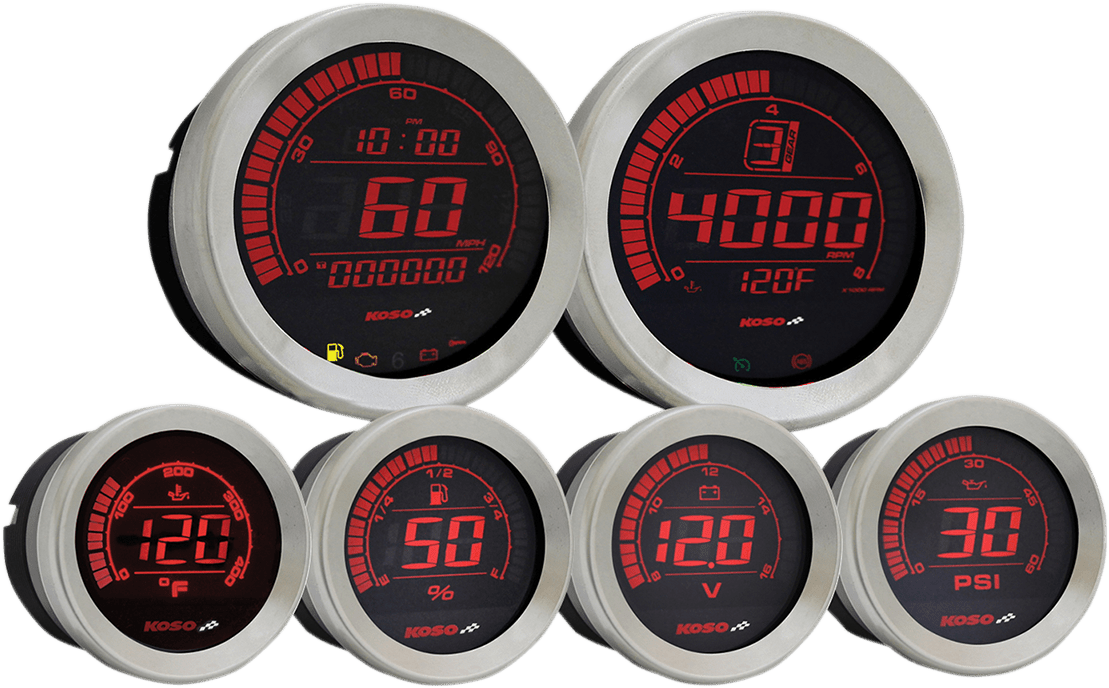 KOSO-Six-Piece Gauge Kit / '04-'13 Bagger-Gauges-MetalCore Harley Supply