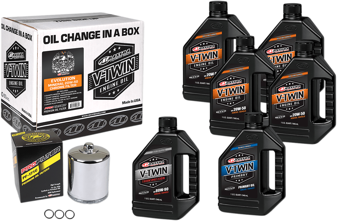 MAXIMA-Evolution Mineral 20W-50 Oil Change Kit-Oil Change Kit-MetalCore Harley Supply