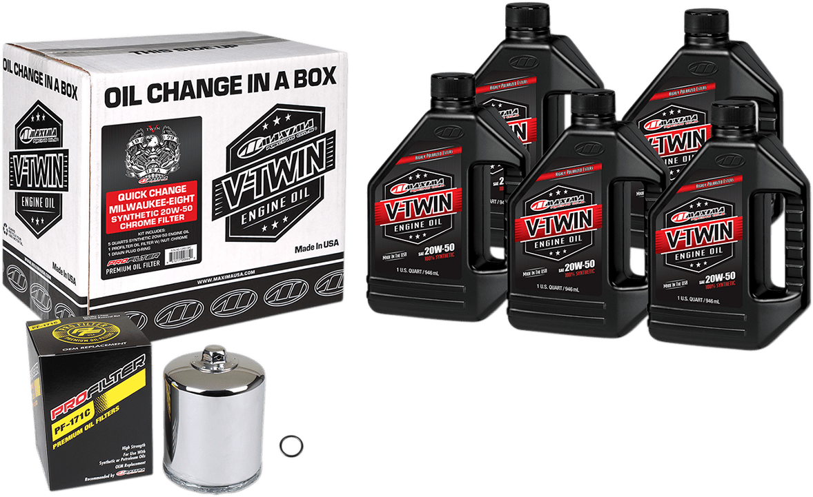 MAXIMA-Quick Change Milwaukee-Eight Synthetic 20W-50 Oil Change Kit-Oil Change Kit-MetalCore Harley Supply