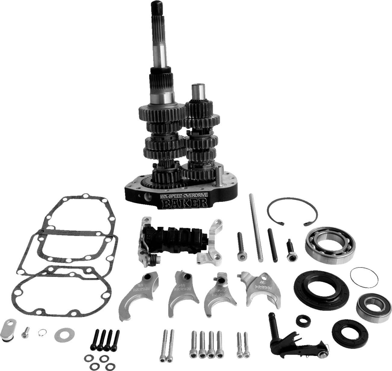 BAKER DRIVETRAIN-Overdrive 6-Speed Gear Set / Black / '90-'06 Big Twin-Transmission Gear Set-MetalCore Harley Supply