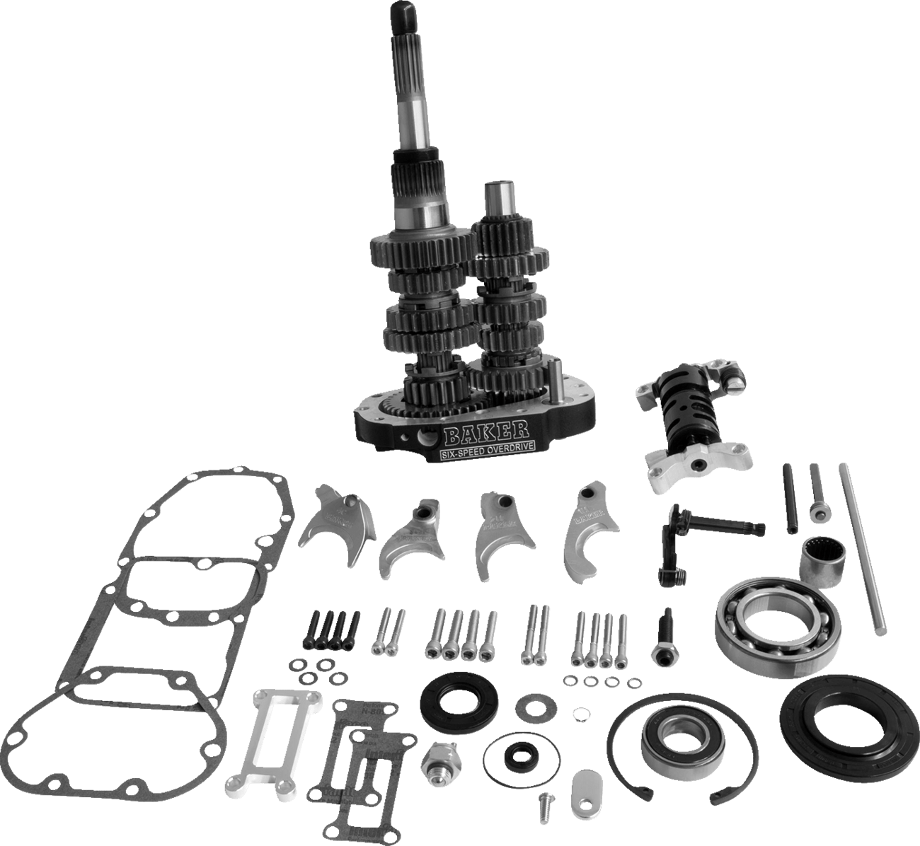 BAKER DRIVETRAIN-Overdrive 6-Speed Gear Set / Black / '90-'06 Big Twin-Transmission Gear Set-MetalCore Harley Supply
