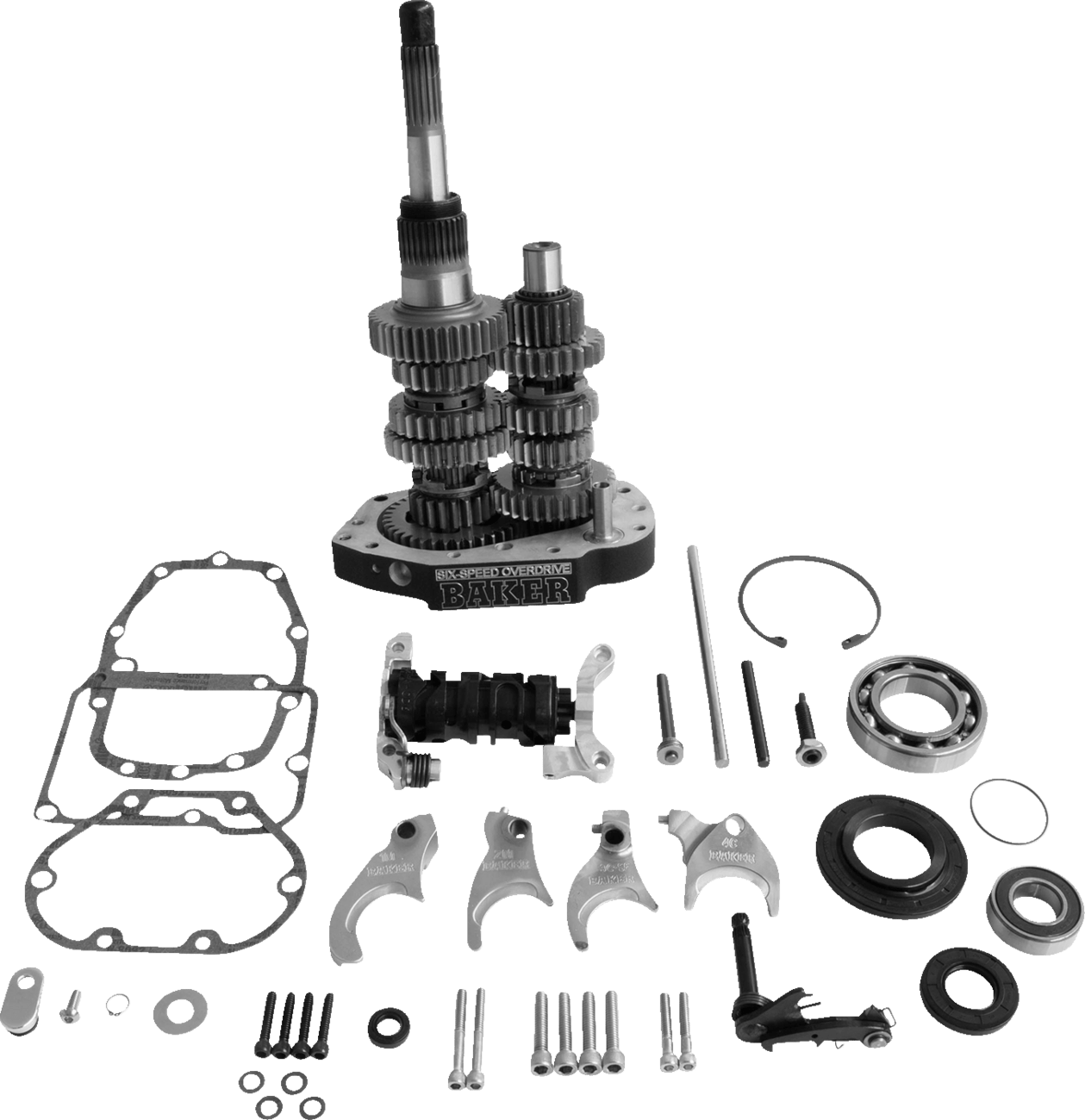 BAKER DRIVETRAIN-Overdrive 6-Speed Gear Set / Black / '90-'06 Big Twin-Transmission Gear Set-MetalCore Harley Supply