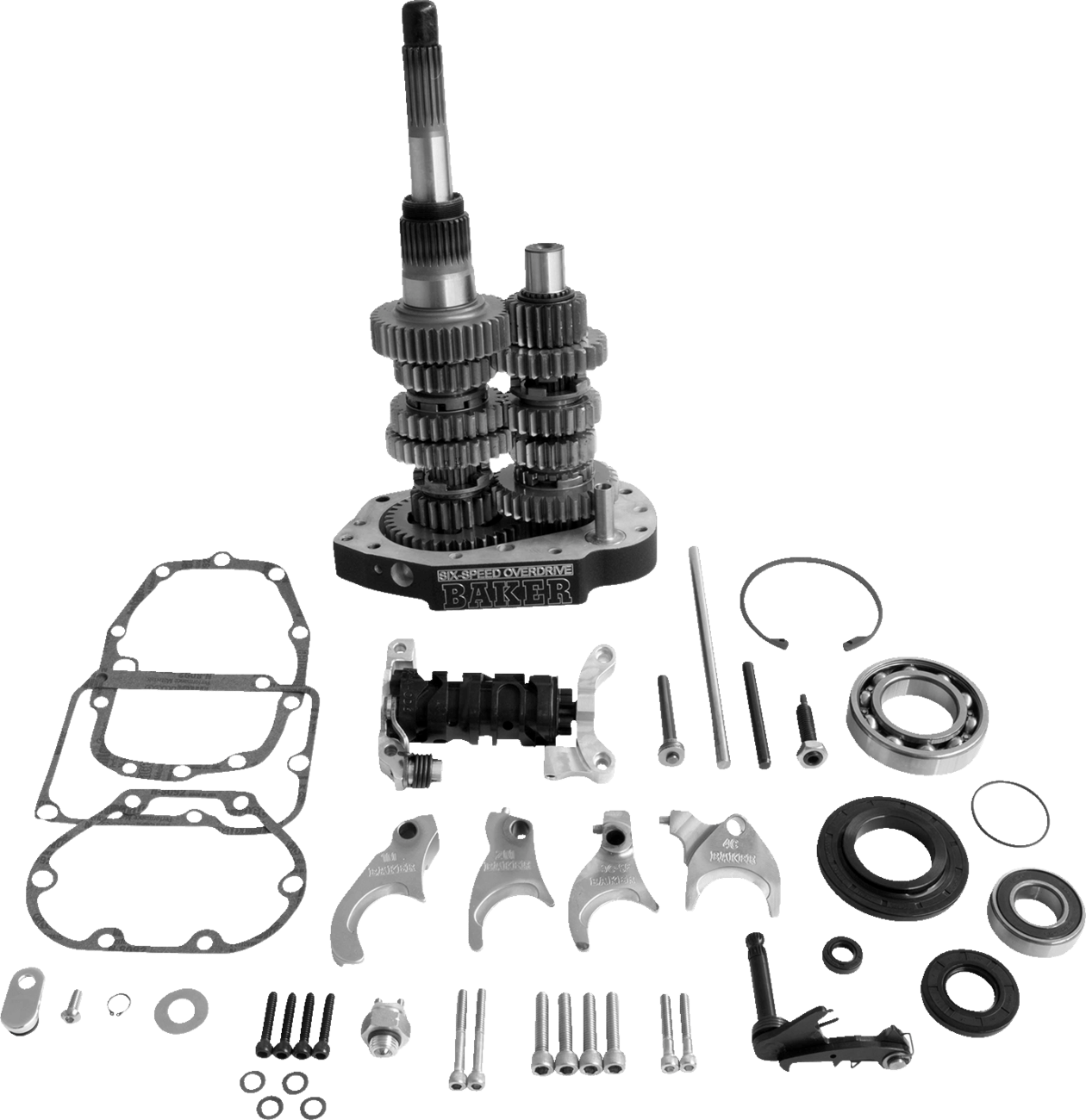 BAKER DRIVETRAIN-Overdrive 6-Speed Gear Set / Black / '90-'06 Big Twin-Transmission Gear Set-MetalCore Harley Supply