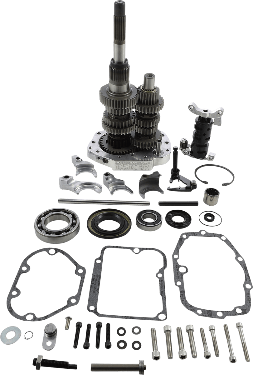BAKER DRIVETRAIN-Overdrive 6-Speed Gear Set / Polished / '98-'06 Big Twin-Transmission Gear Set-MetalCore Harley Supply