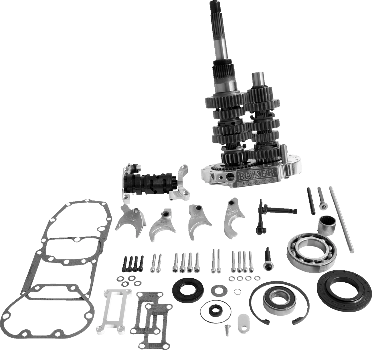 BAKER DRIVETRAIN-Overdrive 6-Speed Gear Set / Polished / '98-'06 Big Twin-Transmission Gear Set-MetalCore Harley Supply