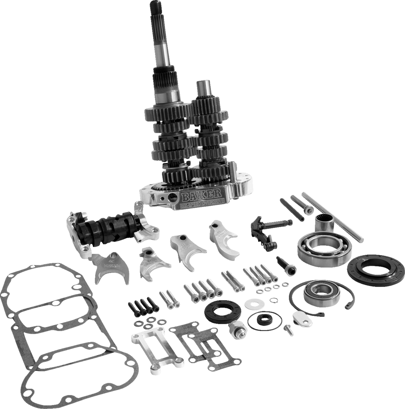BAKER DRIVETRAIN-Overdrive 6-Speed Gear Set / Polished / '98-'06 Big Twin-Transmission Gear Set-MetalCore Harley Supply