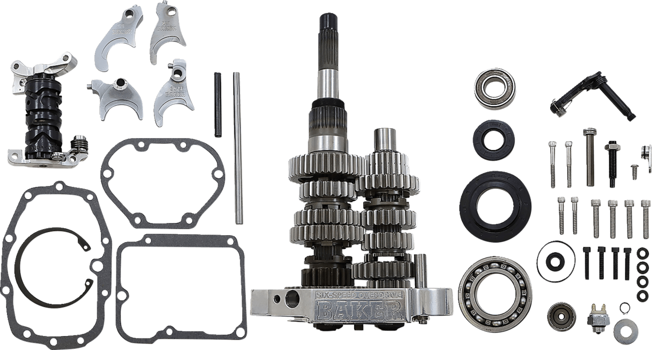 BAKER DRIVETRAIN-Overdrive 6-Speed Gear Set / Polished / '98-'06 Big Twin-Transmission Gear Set-MetalCore Harley Supply