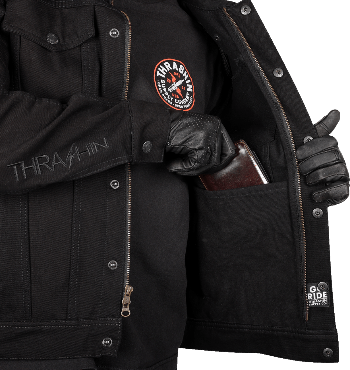 THRASHIN SUPPLY CO.-Highway v2 Denim Riding Jacket-Jacket-MetalCore Harley Supply