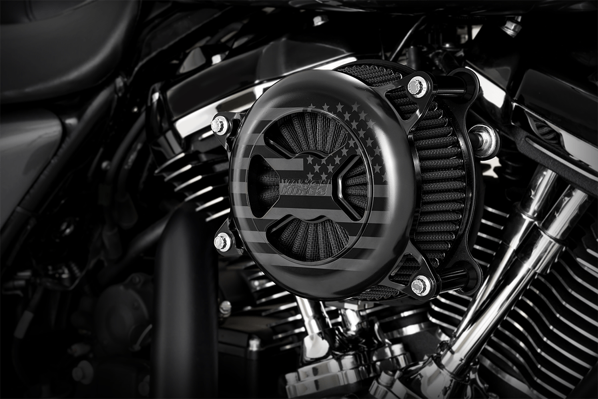 VANCE & HINES-VO2 Freedom Black America Air Cleaner / '17+ M8-Air Filter-MetalCore Harley Supply
