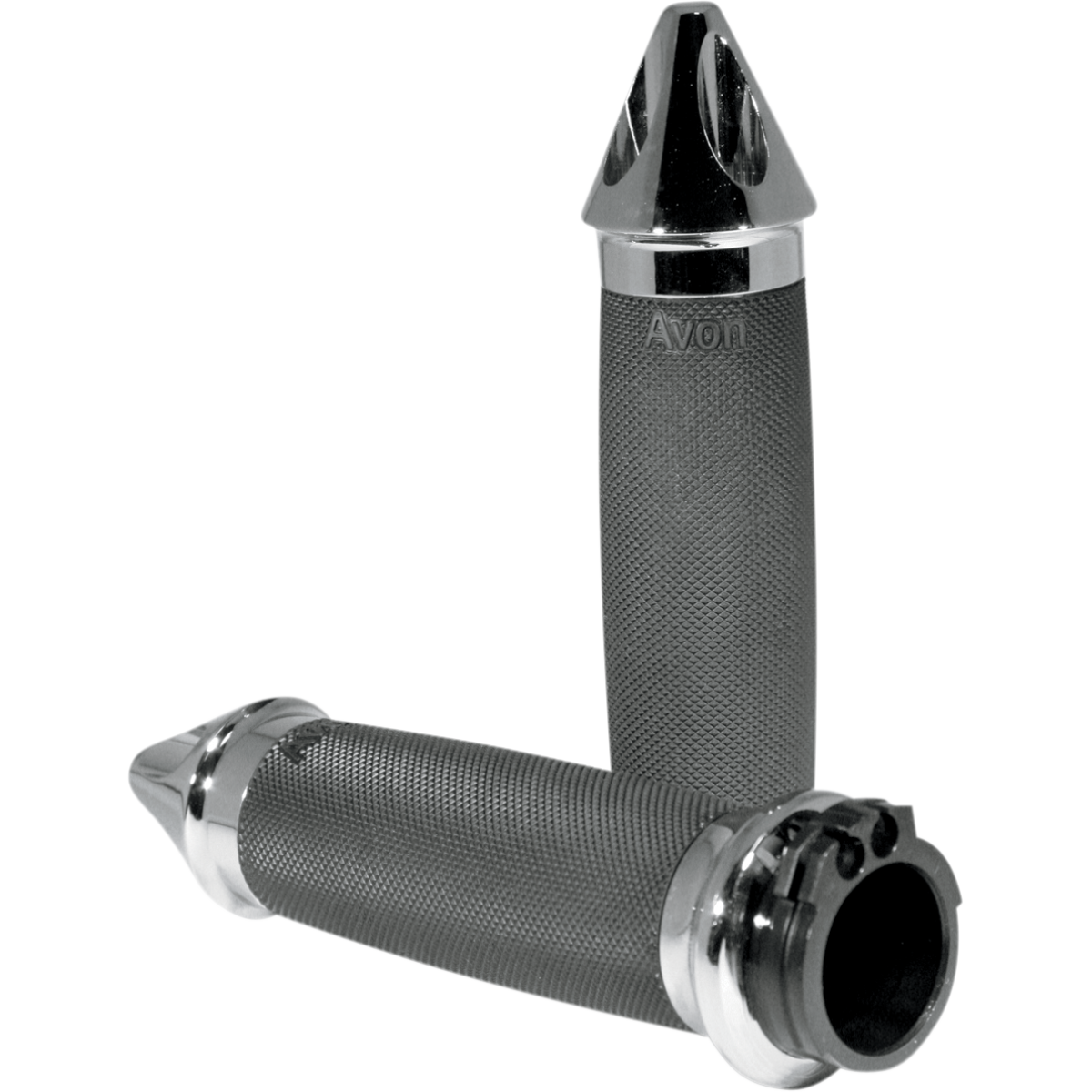 AVON GRIPS - Custom Spike End Grips - Chrome '82-'17 - Grips - MetalCore Harley Supply