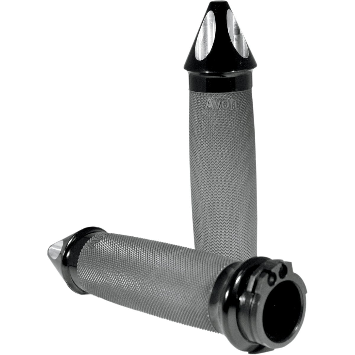 AVON GRIPS - Custom Spike End Grips - Black Anodized '82-'17 - Grips - MetalCore Harley Supply