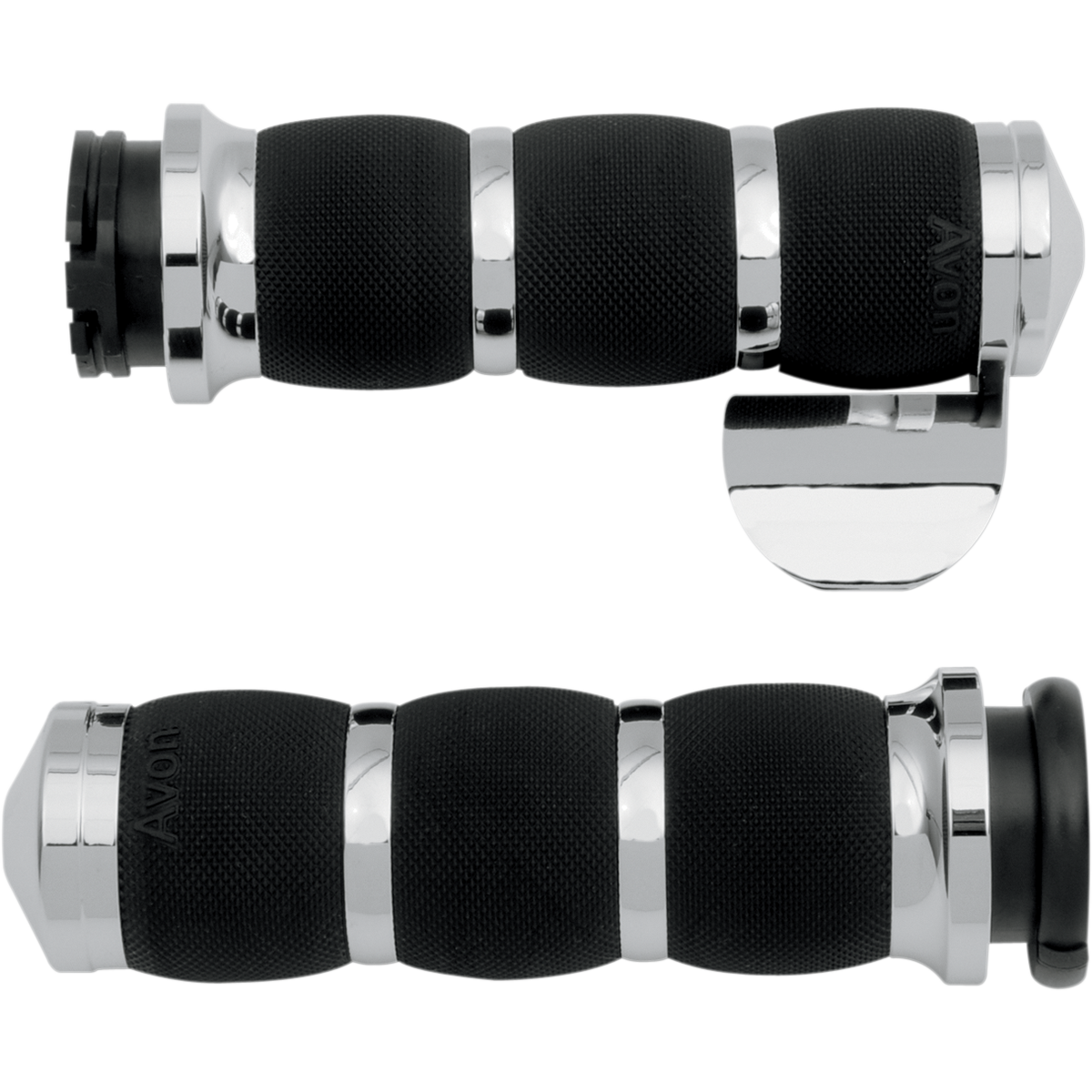AVON GRIPS - Avon Air Cushioned Grips - 3-Ring w/ Throttle Boss Chrome - Grips - MetalCore Harley Supply