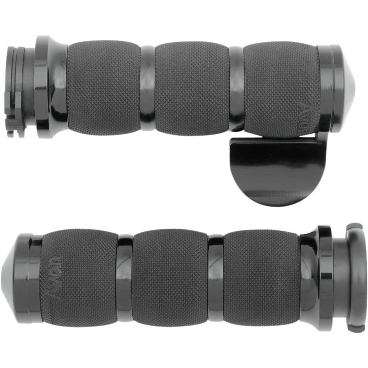 AVON GRIPS - Avon Air Cushioned Grips - 3-Ring w/ Throttle Boss Black Anodized - Grips - MetalCore Harley Supply