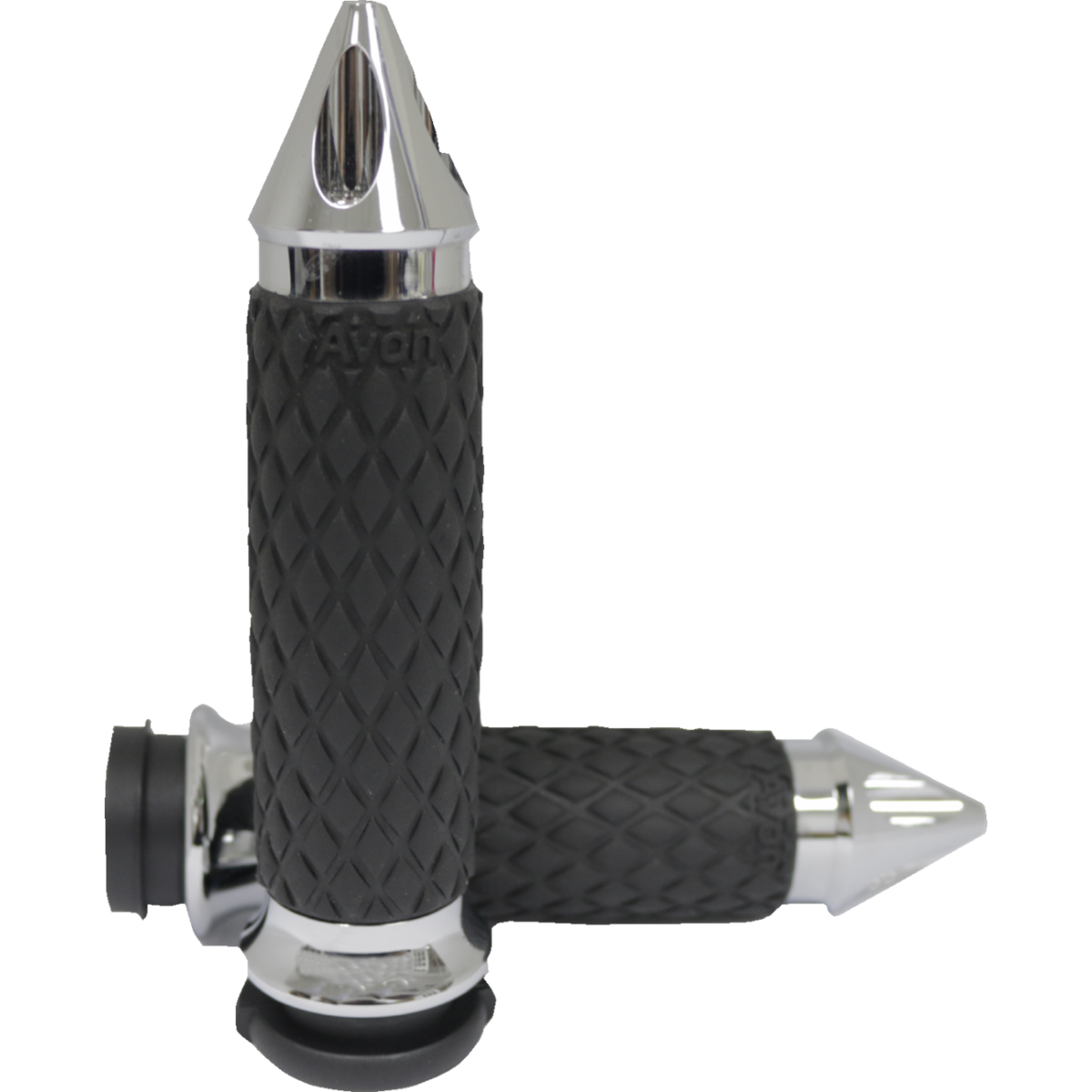 AVON GRIPS - Diamond Contour Spike Grips - Chrome '08-'23 - Grips - MetalCore Harley Supply
